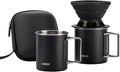 Portable Pour Over Coffee Maker Set Collapsible Silicone Coffee Dripper Set Perfect for Travel Camping Home (BLACK CUP 2CUP)