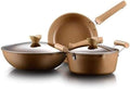 3-Piece Cookware Iron Non-Stick Pan with Tempered Glass Lid Suitable for Gas Induction Cooker Easy to Clean Pot Set