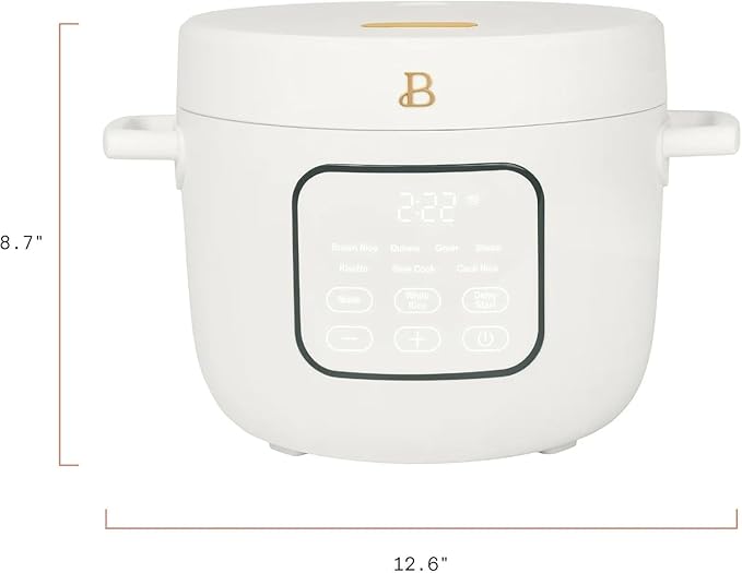 B- 14-Cup Cooked Electric Rice &amp Grain Cooker 6-Cup Uncooked Capacity Ceramic Nonstick Coating Multi-Grain Cooking Automatic Keep Warm (White Icing)