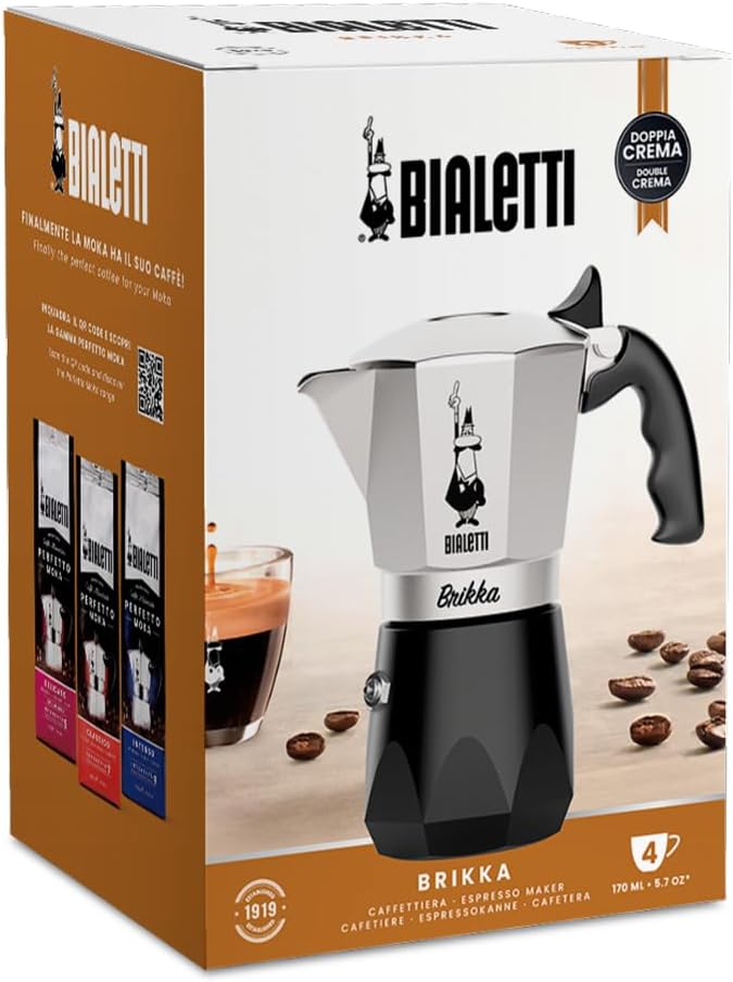 Bialetti Bricca NEW 4 Cup Open Fire Type (Coffee Maker Espresso Makinetta)