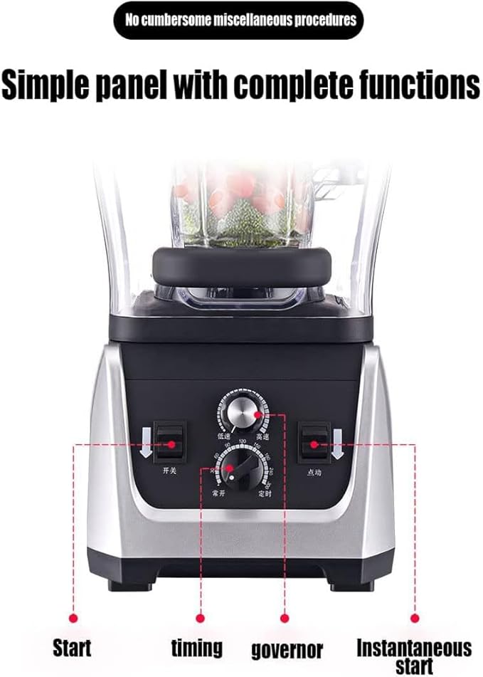 KEULEN Stand Smoothie Mixer 2.5LSand Ice Machine with Mute Cover Vertical Six Leaf Wall Breaking Blade Adjustable Speed 300 Minutes Timer for Kitchen Milk Tea Coffee Dessert Leisure Shop