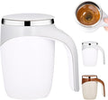 Automatic Magnetic Stirring Coffee Mug 2026 New Rechargeable Magnetic Sel Mugs with Lid Stainless Steel Automatic Self Mixing Mug for Milk Tea Cocoa (White)