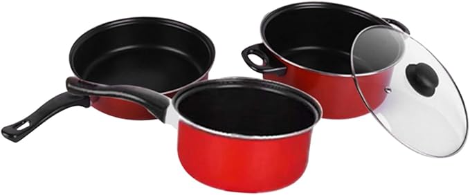 Gatuida Cooking Pan Set 3-piece Cookware Frying Pan Soup Pot Non-stick Kitchen Utensil