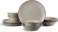 12-Piece Dinnerware Set Stoneware Ceramic Tableware Hotel Plate and Bowl Dinner