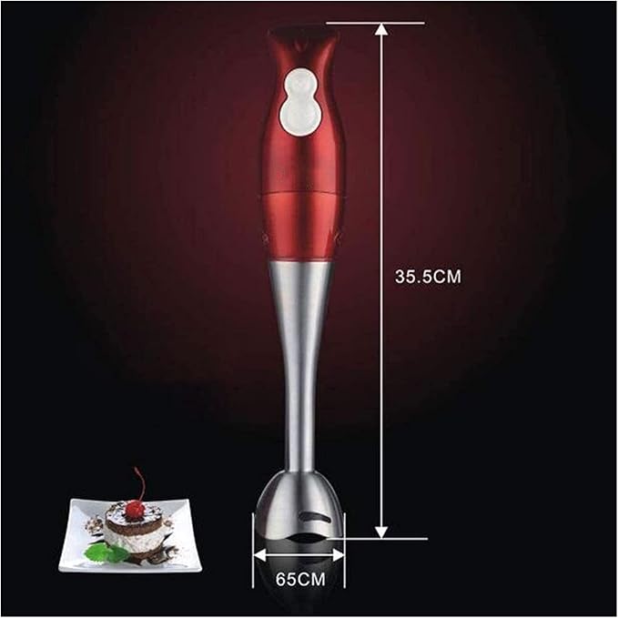 Immersion Hand Blender with Whisk Attachment Quickly Mixes Sauces Purees Soups Smoothies Dips BPA-Free Easy To Clean Stainless Steel/Red