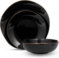 Andover Semi-Handmade Dinnerware Set Black &amp Gold - 12 Piece