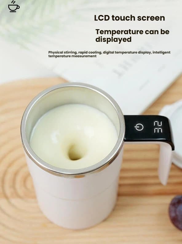g – Automatic Stir Coffee Cup with Temp Display 13 Oz Rechargeable gs for Milk and Other Beverages (Black)