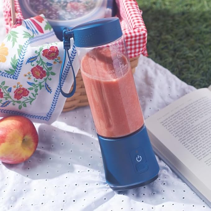 Portable Rechargeable Blender with 6-Prong Blade 16oz BPA-Free Jar 20+ Blends per Charge – Perfect for Smoothies Frozen Drinks and More – On-the-Go Convenience with Extra Lid &amp Safety Lock
