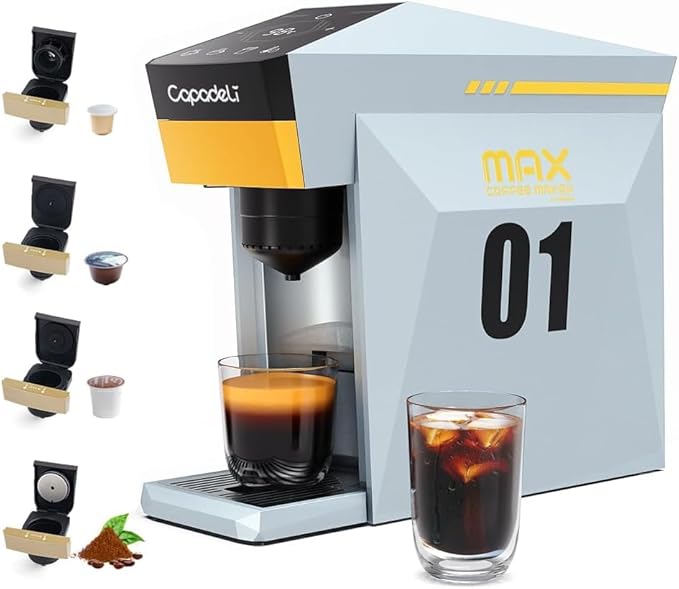 Coffee Maker 3 in 1 Single Serve Coffee Machine for K Cup Espresso Machine for Ne-spresso Original K-Cup &amp Coffee Pods Ground Coffee9Bar Pressure Single Serve Coffee Maker (Grey)