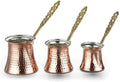 Copper Coffee Pot Set 3 Piece Red Traditional Turkish Coffee Maker Set Handcrafted for Authentic Flavor and refined Serving - Red One Size