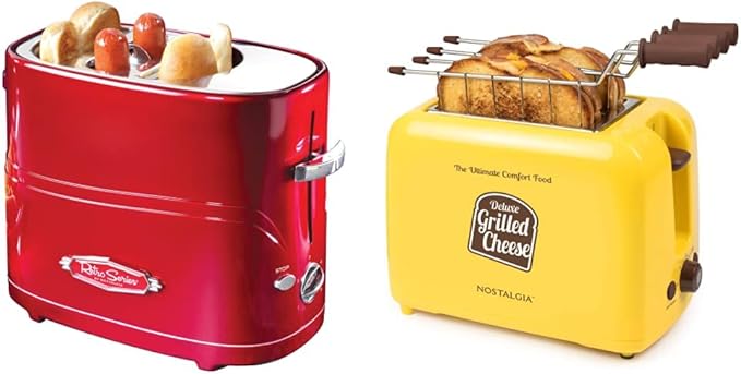 Nostalgia 2 Slot Hot Dog Toaster Bundle with Grilled Cheese Toaster