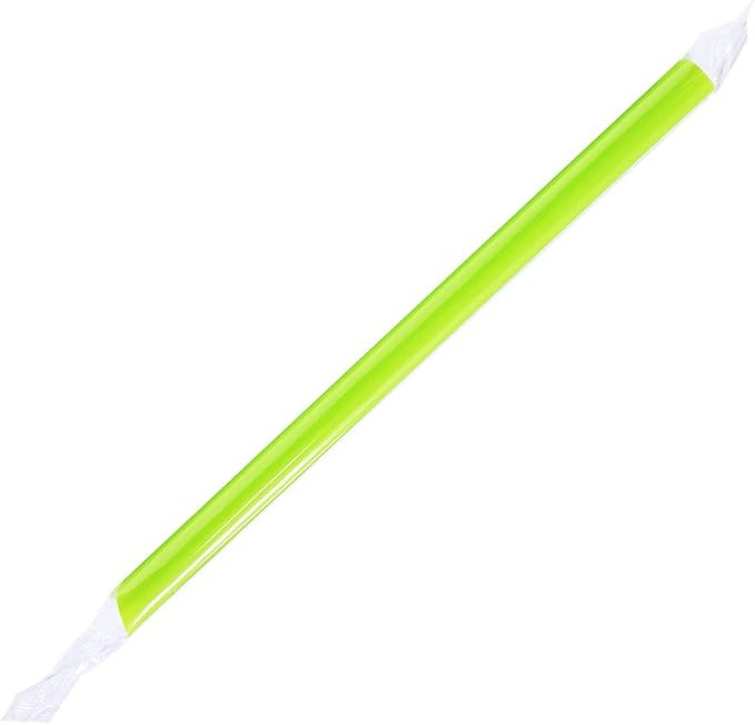 Karat [1600 ct] 9 Boba Straws (0.39 Diameter) Individually Wrapped Diagonal Cut | Green
