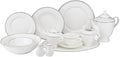 Sherry Collection GP5669P-57 57-Piece Bone China Dinnerware Set Super White Luxury Fine China Service for 8 Elegant Gift Boxed Dinner Set with Plates Cups Saucers Teapot Dishwasher Safe