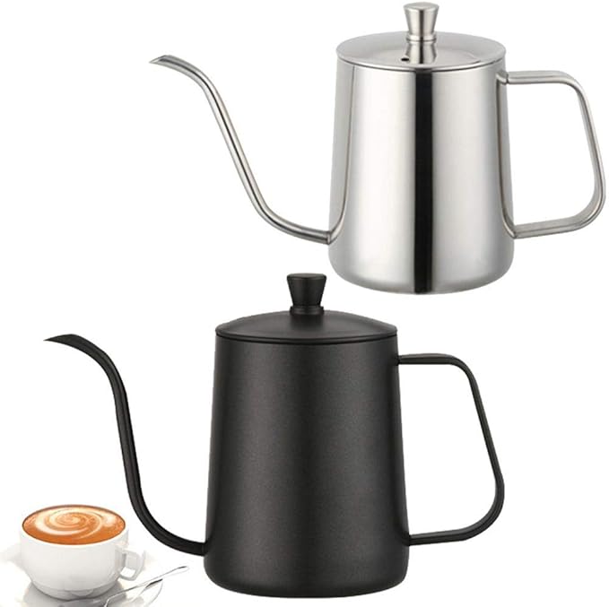 Coffee Press 600ml Pour Over Kettle Coffee Maker Stainless Steel Long Neck Drip Tea Pot Jug Can Kitchen Tool Pots(Black)