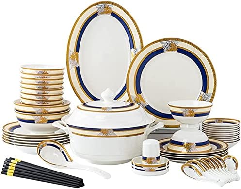 58 Piece Porcelain Dinner Sets High Temperature Resistance Bone China Dinnerware Set Ceramic Plates and Bowls Sets Service for 6-10