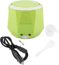 Portable Electric Food Steamer and Rice Cooker 12V 100W 1.3L Capacity PP Material Green for Car Use