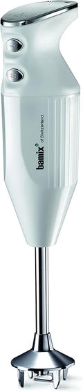 Bamix M150 DeLuxe Immersion Hand Blender – Light Grey – 3 Stainless Steel Interchangeable Blades – 50W 120V 60Hz with US-plug – Includes 3 Blades Dry Grinder Table Stand and Recipe Booklet