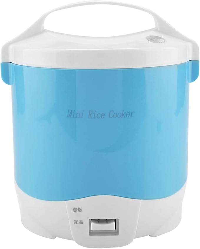 AYNEFY Portable Electric Rice Cooker 1.6L Multifunctional Food Warmer with Nonstick Coating 180W 24V for Office Travel and Camping Rice Cooker (Blue)