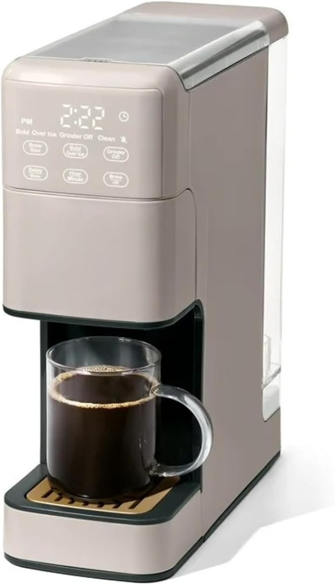 Programmable Single Serve Coffee Maker with Integrated Burr Grinder Touch Controls Fresh Custom Brew Compact Design Easy to Use