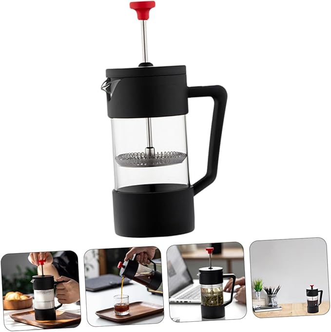 350ml Manual Press Coffee Maker Glass Coffee Pot with Stainless Steel Filter Heat-resistant Teapot for Home Brewing and Tea Preparation