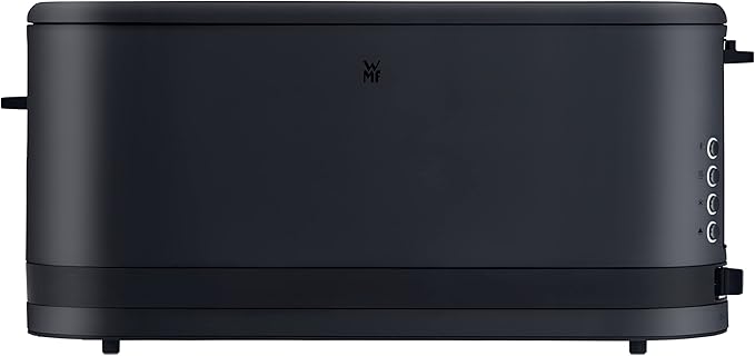 WMF Long Slotted Toaster 2 Slice with Bread Holder Narrow Toaster XXL Bagel Function 7 Roasting Levels 900 W Stainless Steel Matte Black