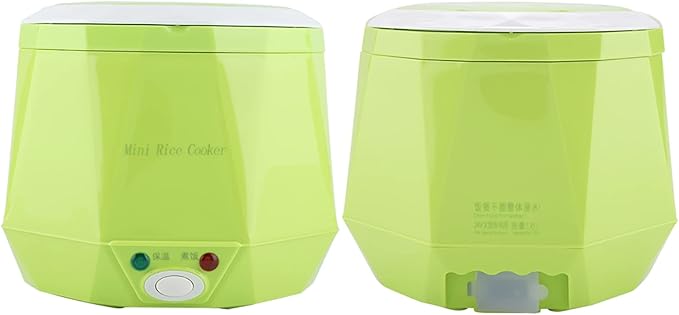 24V 140W Portable Travel Electric Rice Cooker for Truck Food Steamer Rice Cooker For Car Cooking Heating and Keeping Warm Function Can be Used As a Electric Lunch Box (Green)