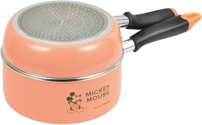 Pearl Metal WD-9067 3-Piece Set Pot Frying Pan Glass Lid 7.1 inches (18 cm) Induction Compatible Fluorine Treatment Mickey Mouse/Vintage Disney