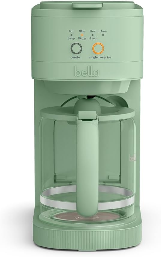 BELLA VersaBrew 2-in1 Coffee Maker K-Cup compatible Brew 3 Sizes Carafes &amp Single Serve Cups Dishwasher Safe Reusable Filter &amp Filter Holder Iced Coffee Function 60oz Tank Seaglass