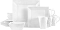 Trellis White Square 16 Piece Dinnerware Set Service For 4
