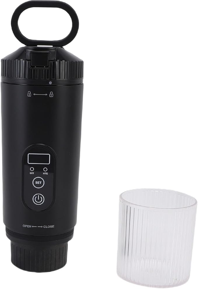 GOWENIC Portable Electric Espresso Machine 100W Travel Coffee Maker with 21Bar Pressure and Small Tea Cup Compatible with NS Pods Fine Grind for Car Camping RV Hiking (Black)
