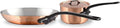 Mauviel M'Heritage 150 CI 1.5mm Polished Copper &amp Stainless Steel DeLuxe 3-Piece Cookware Set With Sauce Pan With Lid 1.2-Qt and Frying Pan 7.8-In Cast Iron Handles Made in France