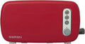 BergHOFF Seren Side Loading Toaster with Cool Touch Exterior and Removable Crumb Tray With Red Panel use as Serving Tray