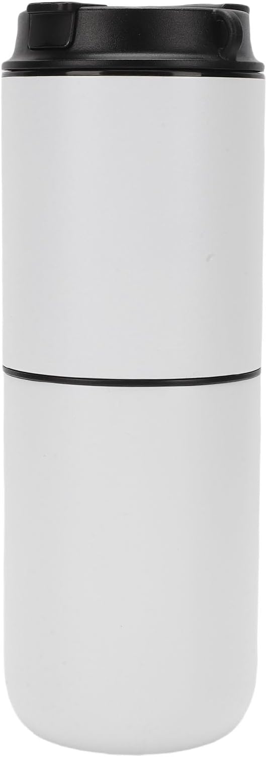 Zopsc Electric Coffee Maker Portable Coffee Machine with Built in Grinder 15 Grind Settings Rechargeable Battery Quick Heating for Camping Office Travel Use (White)