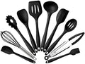 Kn7050 10 in 1 Silicone Kitchen Tool Set(Black) Cookware Set Cookware Picnic Boiler Cookware (Color : Black)