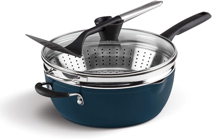Cuisinart Preferred Pan 4-Pc Set - Nouveau Navy (4.5 Qt. Multi-Purpose Pan w/Cover Steamer Slotted Turner)