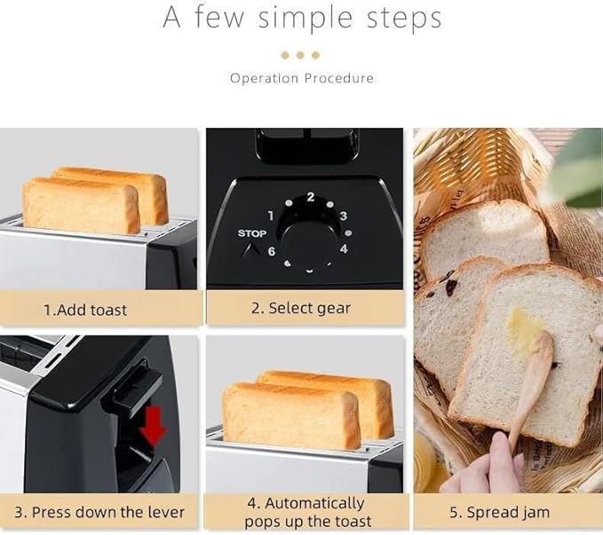 Bread Toaster Electric Compact Mini Toasters 2 Slice Automatic Toaster with 6 Browning Settings Extra Wide Slots For Bagels and Special Breads Easy-to-Clean 750W (White)