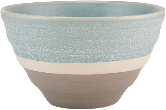 16 Piece Mid-Century Modern Durable Stoneware Dinnerware Set Casual Microwave &amp Dishwasher Safe Colorful Brown Blue Dinnerware Sets for 4 Round Dinner &amp Salad Plates Bowls and Mugs