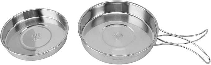Pilipane Portable Cookware Set Stainless Steel Multifunctional Efficient Heating Lightweight Easy to Clean for Camping Hiking Outdoor Activities 6PCS Set