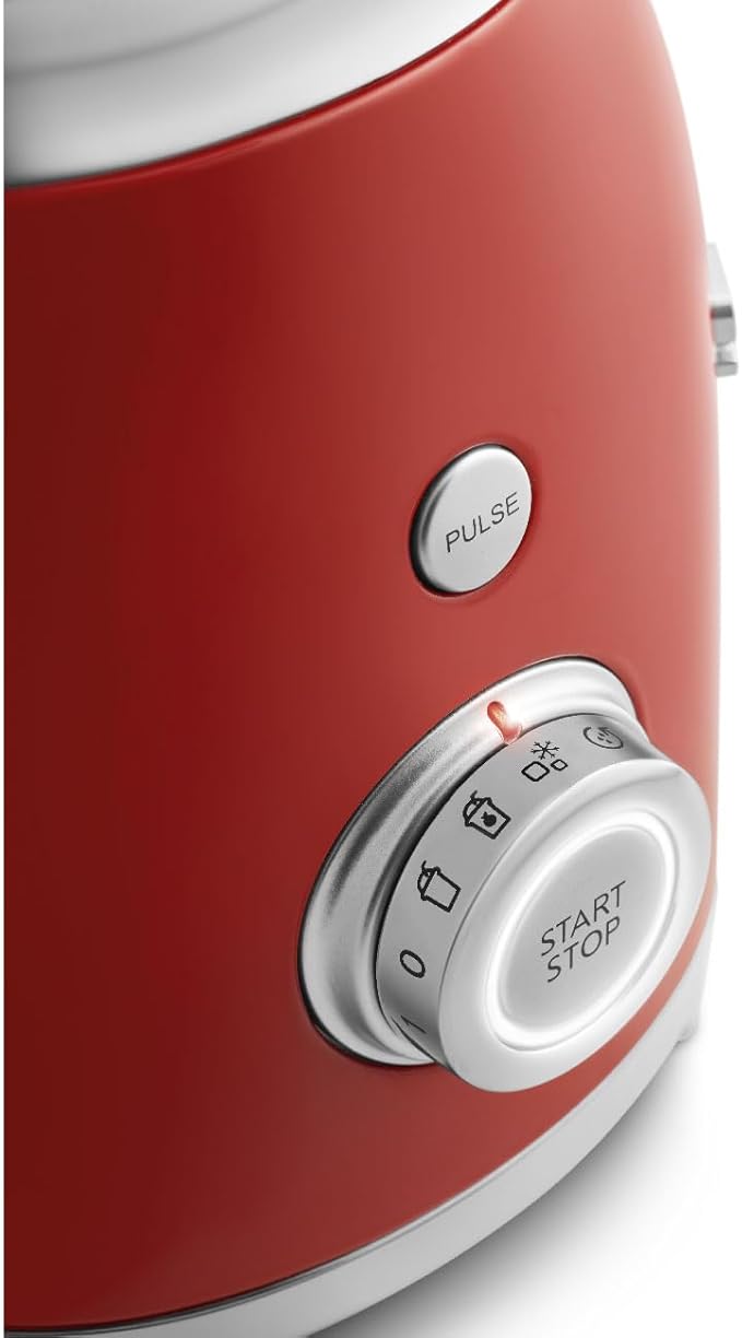SMEG BLF03 Retro Style Blender – 600W Countertop Blender with 48 oz BPA-Free Jug 3 Speeds + Pulse Ice Crush &amp Smoothie Functions – 50s-Inspired Design-Red