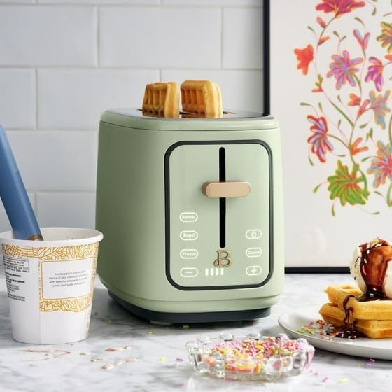 New beautifull 2-Sliice Digital Toaster with Touch-Activated Display Adjustable Browning Control Auto Shut-Off by D'rew Barry'more (Sage Green)