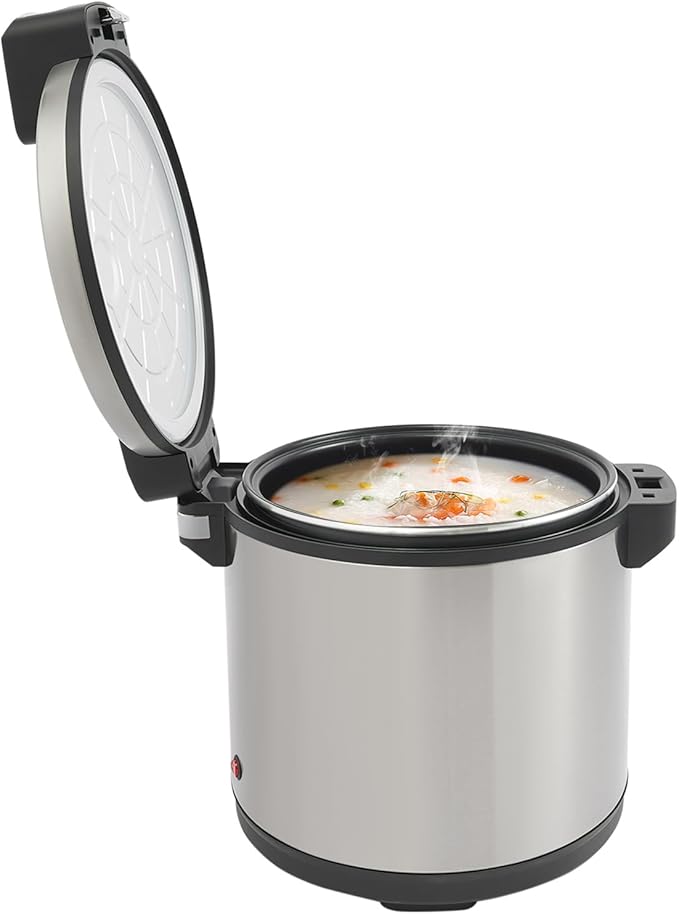Electric Rice Warmer19L/20Qt Stainless Steel Rice Pot Warmer Food Warmer Pot with Rice SpoonCommercial Large Rice Warmer Insulated Rice Pot for Restaurants Rice Porridge Soup (B Style)