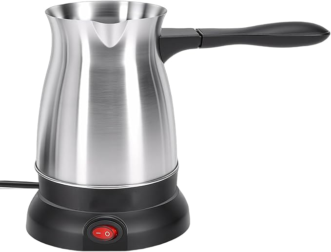 Ymiko Electric Turkish Coffee Pot Stainless Steel Manual Brewing Coffee Maker with Adjustable Steeping Time and Temperature for Home Travel Office