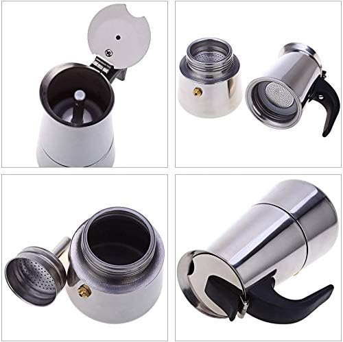 kkhouse Stainless Steel Coffee Pot Mocha Espresso Latte Percolator Stove Coffee Maker Pot Percolator Drink Tool Cafetiere Latte Stovetop (600ml)