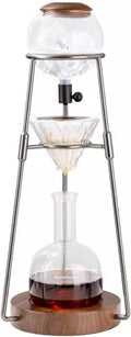 Cold Brew Drip Tower 500ml Reusable Glass Iced Coffee Maker with Slow Drip Speed Control Valve Glass Pot and Stainless Steel Stand for Cafe Home Kitchen