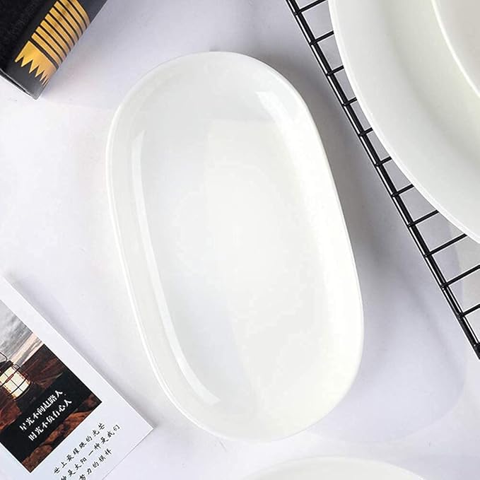 Pure White Porcelain Dinnerware Set Tableware Set Stoneware Dish Dinner Plates Dinner Set Dinner Service for1/2/4/10/16 People80 PCS (White 8 PCS 1 Set)