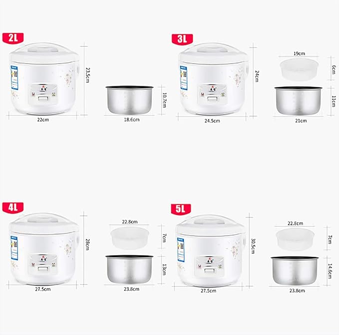 Rice Cooker Electric Rice Cooker with Non Stick Stainless Steel Removable Pot 2/3/4/5L Warming Function Free Measuring Mug And Scoop(4L)