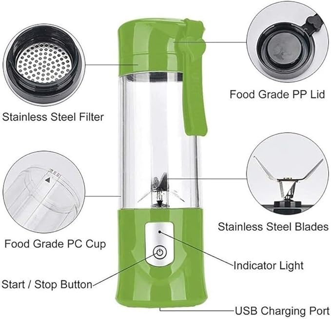 USB Electric Safe Juicer Fruit Juice Blender Travel Mix Mini Portable Charging/Juicing Mix Crushing Ice Blender 420ML