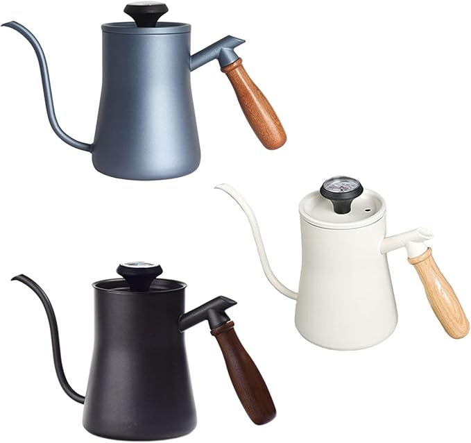 Coffee Pot Coffee Kettle Pour Over Coffee Dripper Kettle Gooseneck Stainless Steel Tea Pot with Wooden Handle Perfect for Coffee Lover 550ml Coffee Kettle (Color : Light Blue)