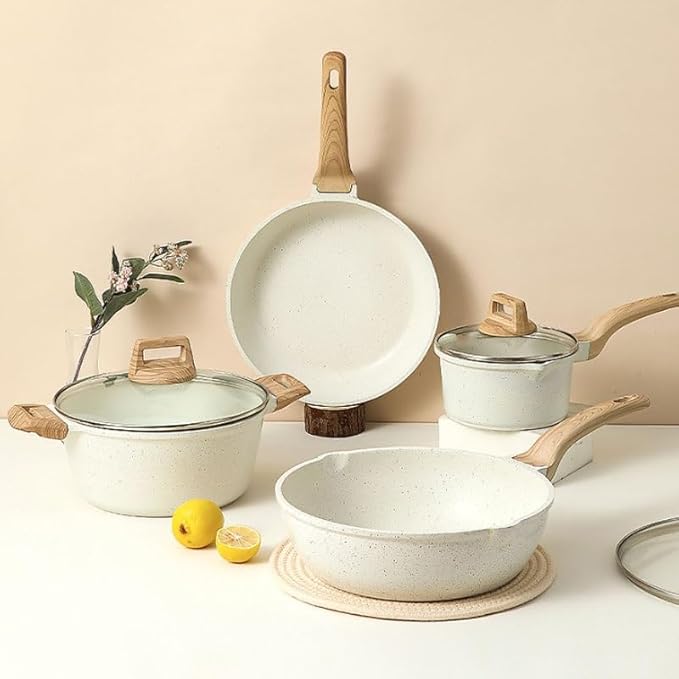Easy to clean Flat Bottomed Pan Is Household Cooking Cookware Set Tourmaline Non Stick Kitchen