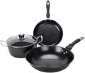3PC Household Iron Pot Cooking Soup Pot Sturdy Fine Iron Pot Uncoated Non-Stick Cookware for Store Camping Kitchen Home(